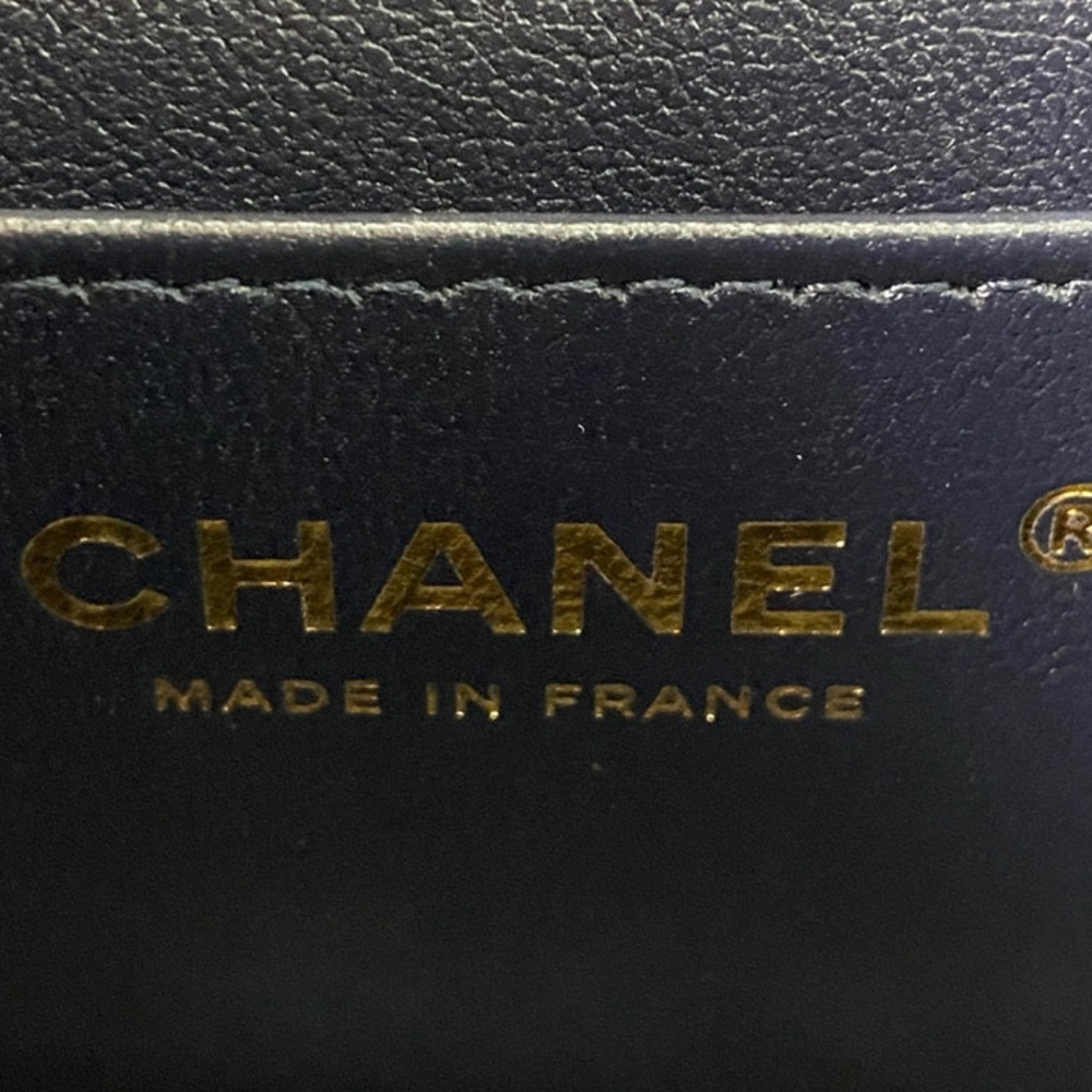 Authentic CHANEL Tweed Quilted Mini Rectangular Flap Navy Blue Multicolour - Picture 2 of 15